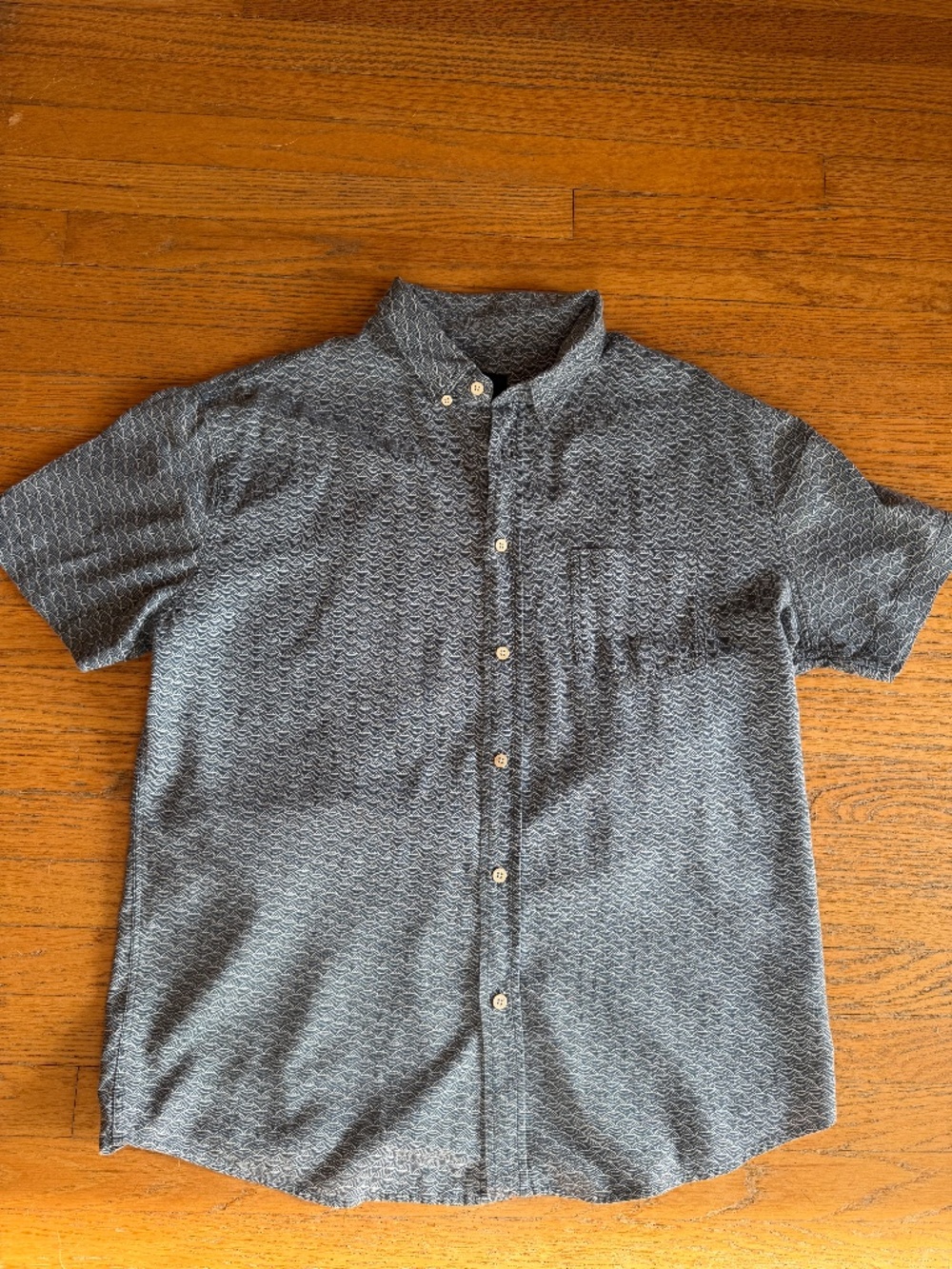 Men's Rails Carson Short-Sleeved Shirt Blue Hama Wave Button Up | Size L